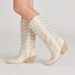 NAVENE BOOTS OATMEAL FLORAL EYELET - re:vita