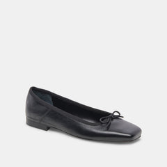 ANISA WIDE BALLET FLATS BLACK LEATHER - re:vita