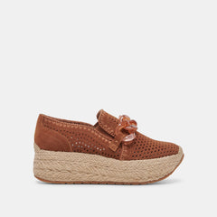 JHENEE ESPADRILLE SNEAKERS PECAN PERFORATED SUEDE - re:vita