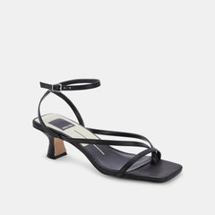 BAYLOR HEELS BLACK LEATHER - re:vita