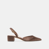 CAREL HEELS DK BROWN SATIN - re:vita