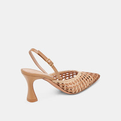 GLORIA HEELS BROWN NATURAL WOVEN