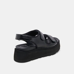 DUBAI SANDALS MIDNIGHT CRINKLE PATENT - re:vita