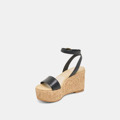 TALISA WEDGES BLACK LEATHER