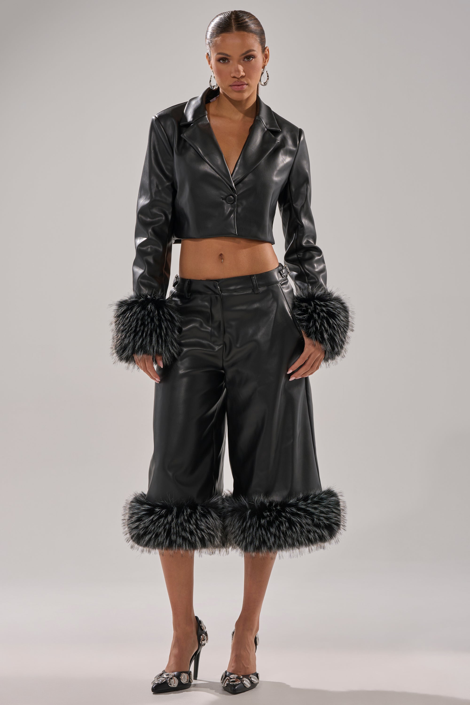 MIND YOUR OWN FUR TRIM BERMUDA SHORTS