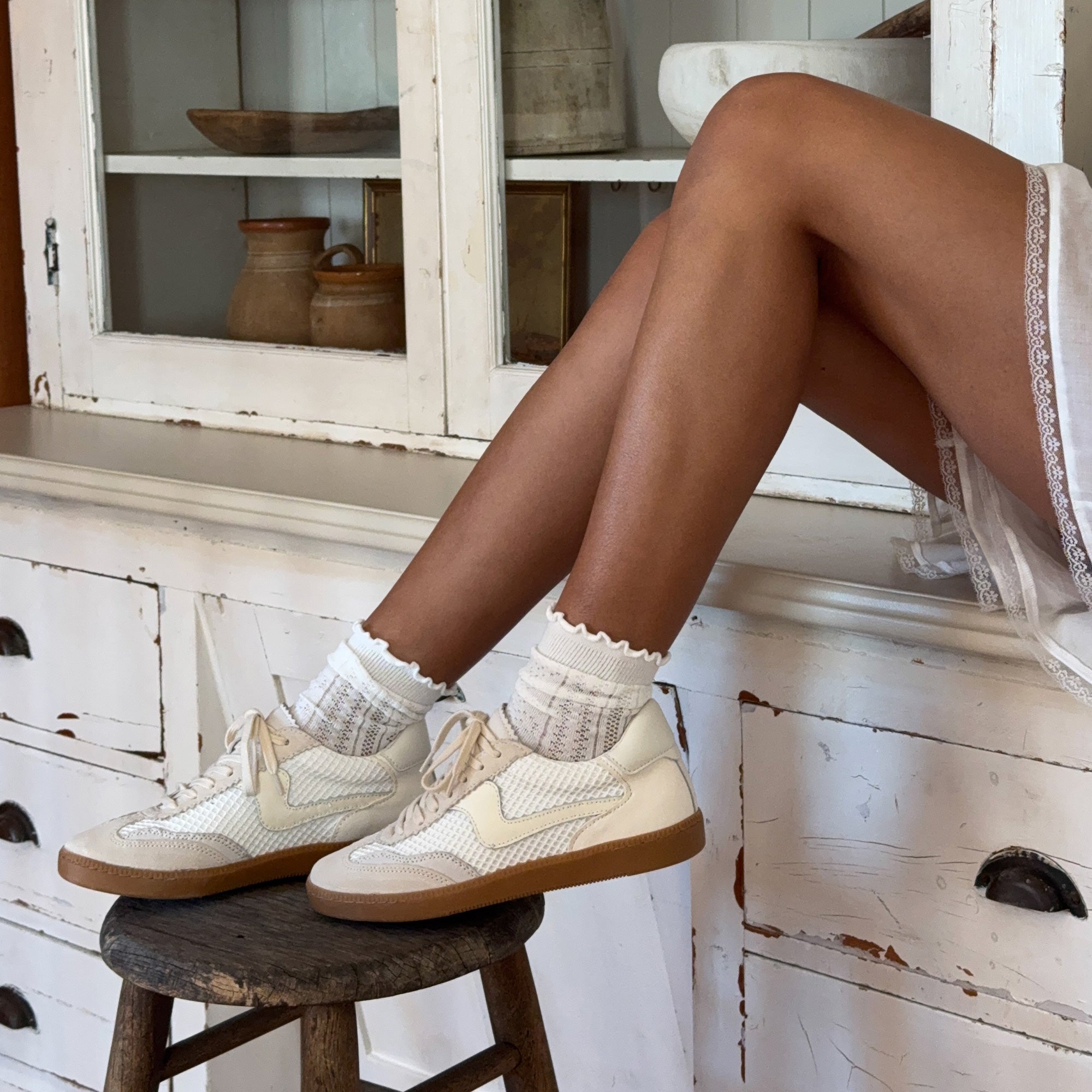NOTICE MESH SNEAKERS WHITE WOVEN MESH - re:vita