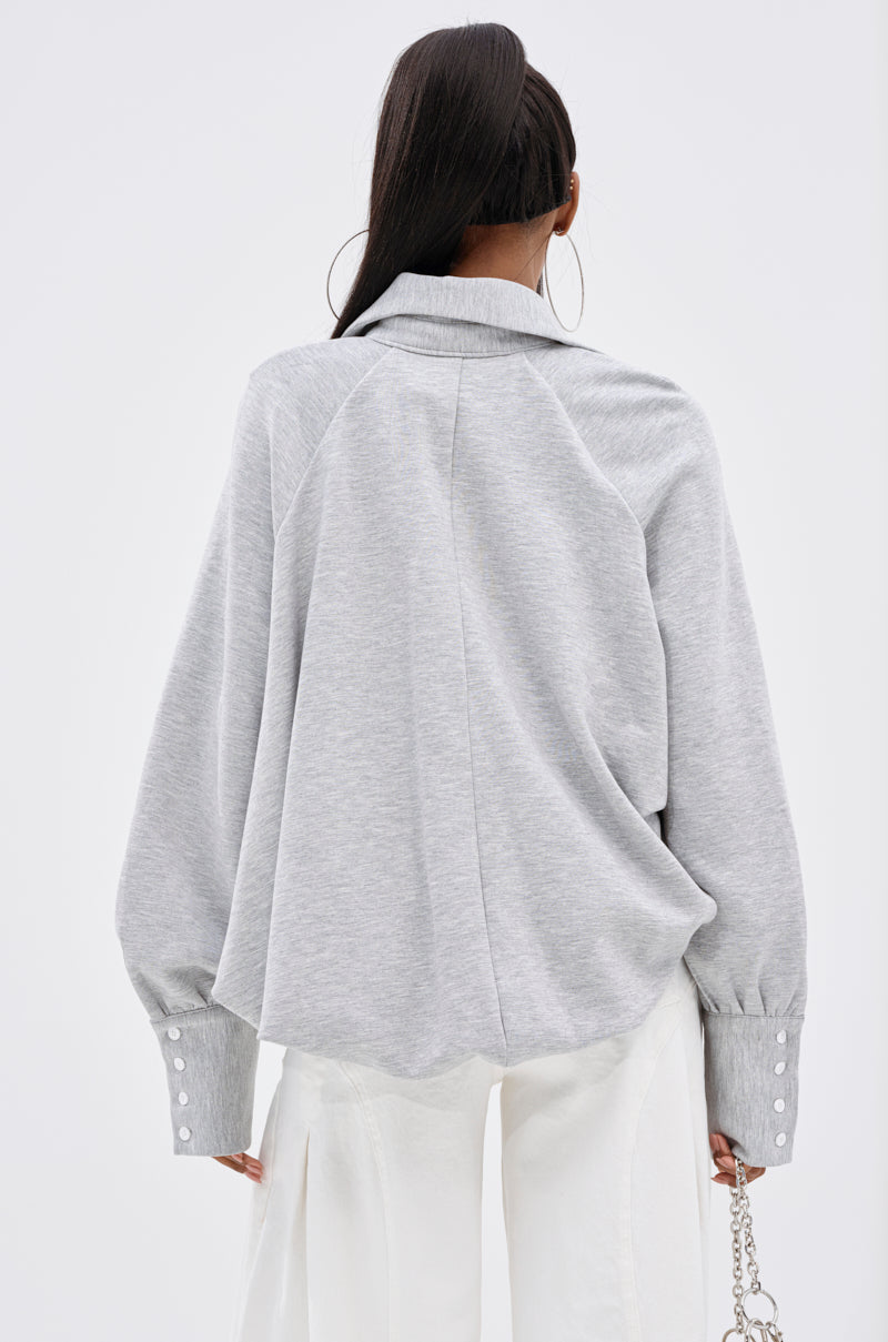 NEW RULES HIGH LOW BLOUSE IN GREY