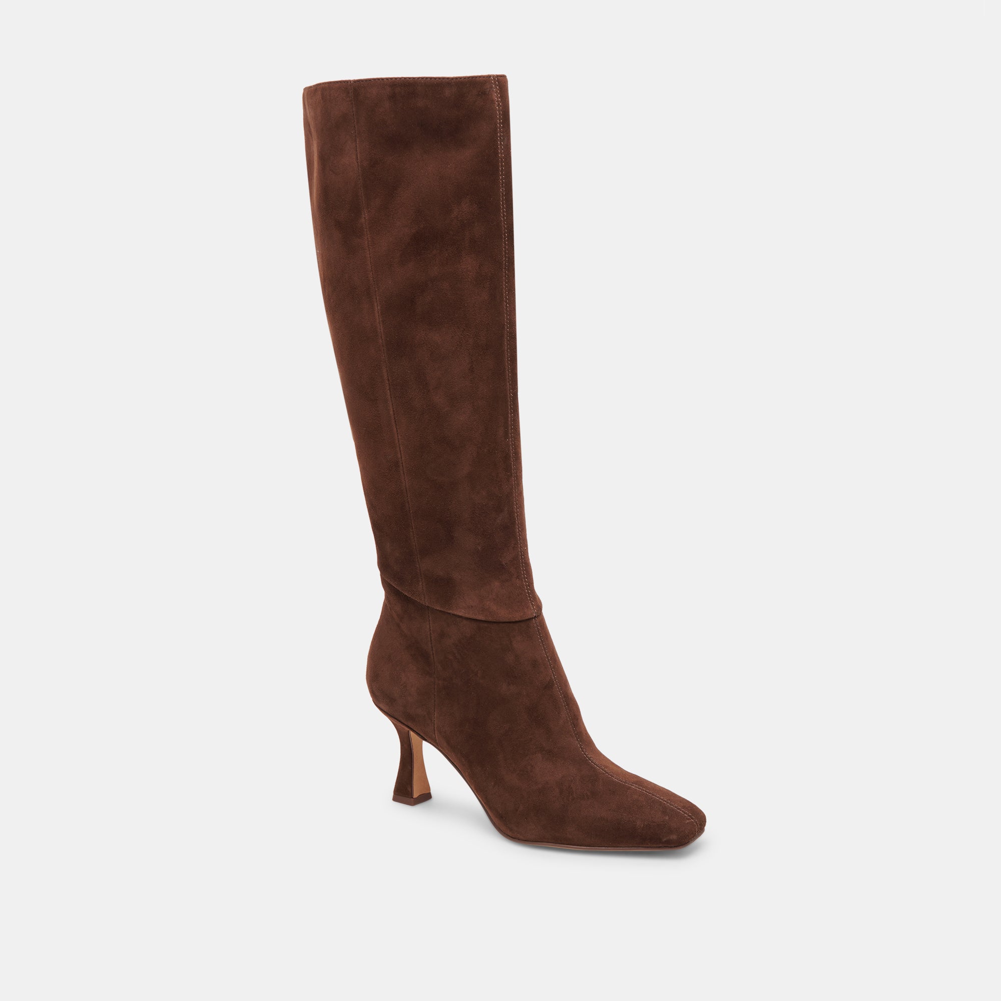 GYRA WIDE CALF BOOTS DK BROWN SUEDE - re:vita