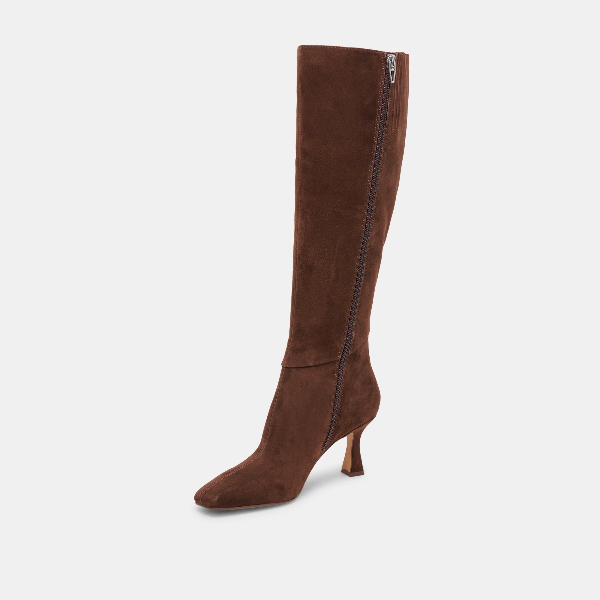 GYRA WIDE CALF BOOTS DK BROWN SUEDE - re:vita