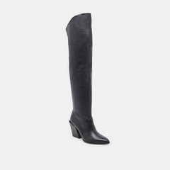 LUPIN WIDE CALF BOOTS BLACK LEATHER
