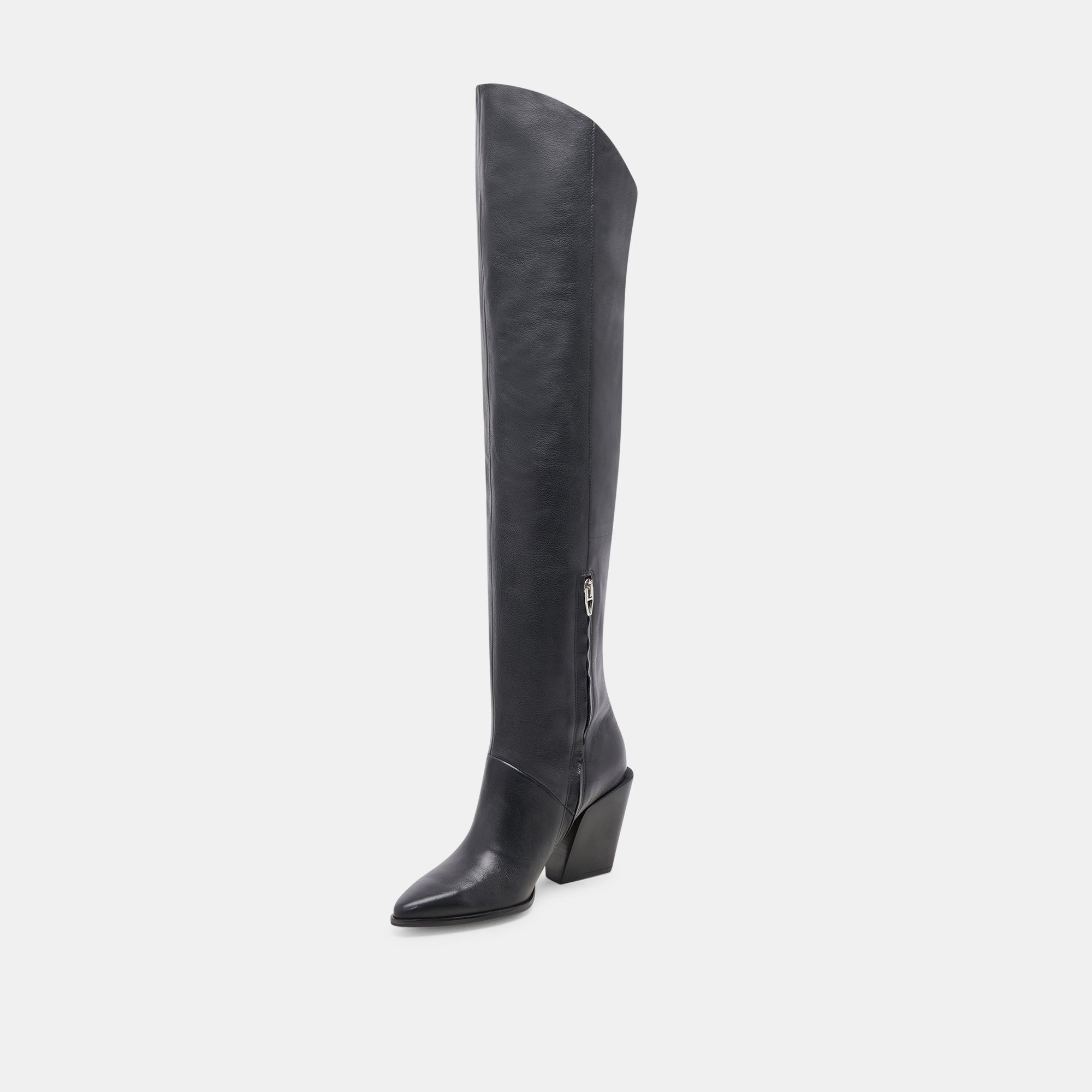 LUPIN WIDE CALF BOOTS BLACK LEATHER