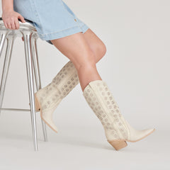 NAVENE BOOTS OATMEAL FLORAL EYELET - re:vita