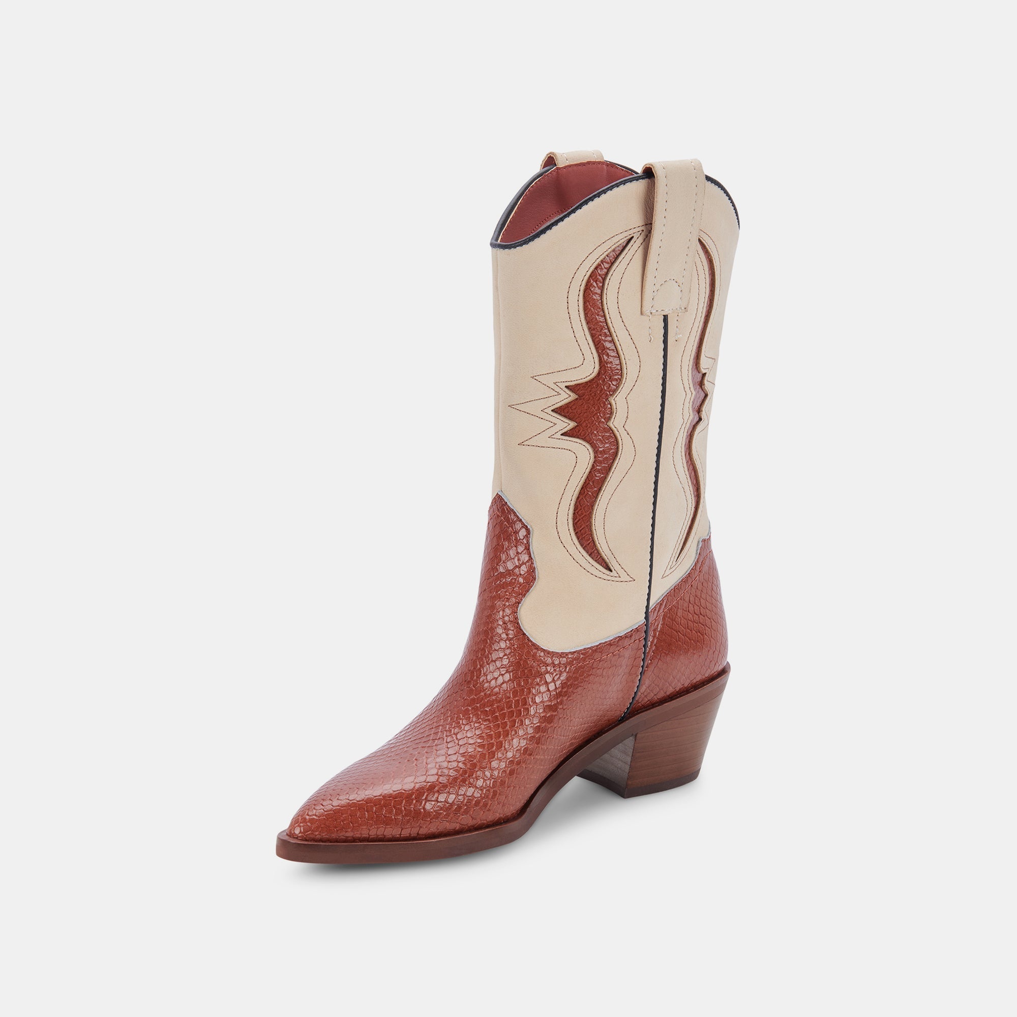 SUZZY BOOTS BROWN EMBOSSED LEATHER - re:vita