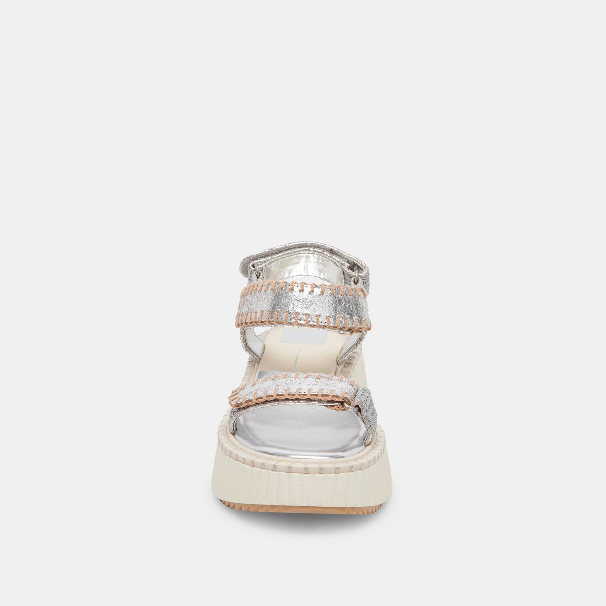 DEBRA SANDALS SILVER DISTRESSED LEATHER - re:vita