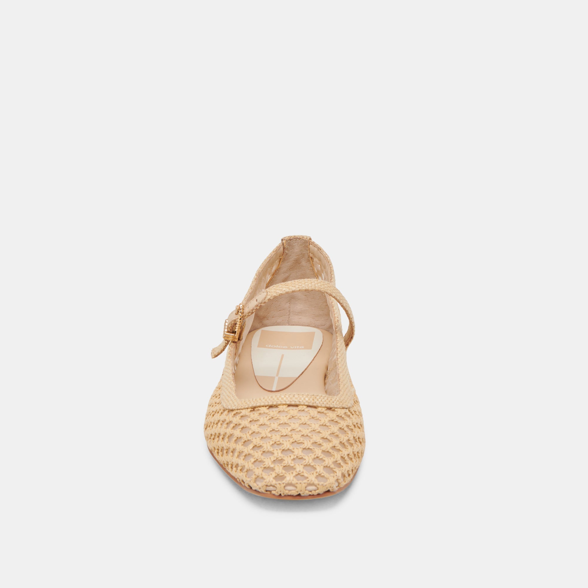 REYES WIDE BALLET FLATS LT NATURAL WOVEN RAFFIA
