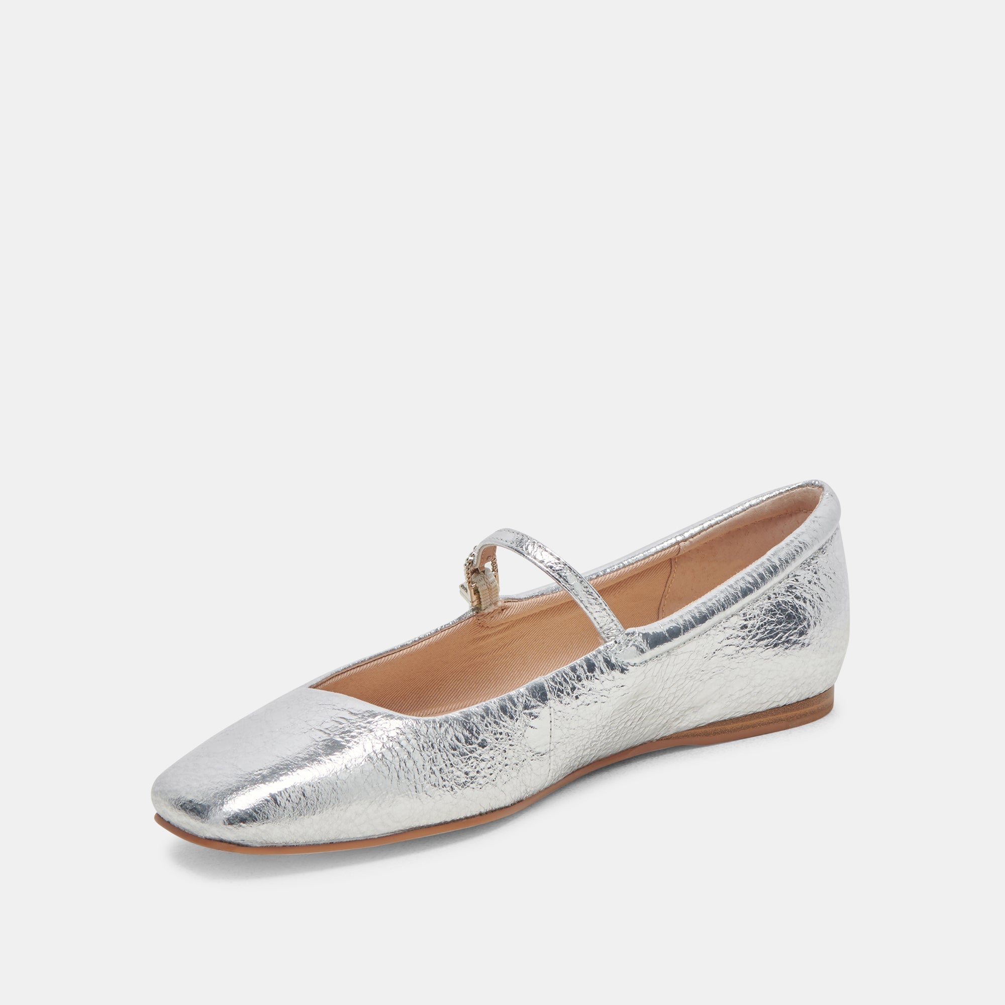 REYES BALLET FLATS SILVER DISTRESSED LEATHER - re:vita