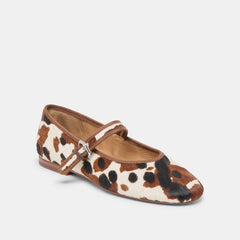 ROSLYN BALLET FLATS COCOA TAURUS CALF HAIR - re:vita