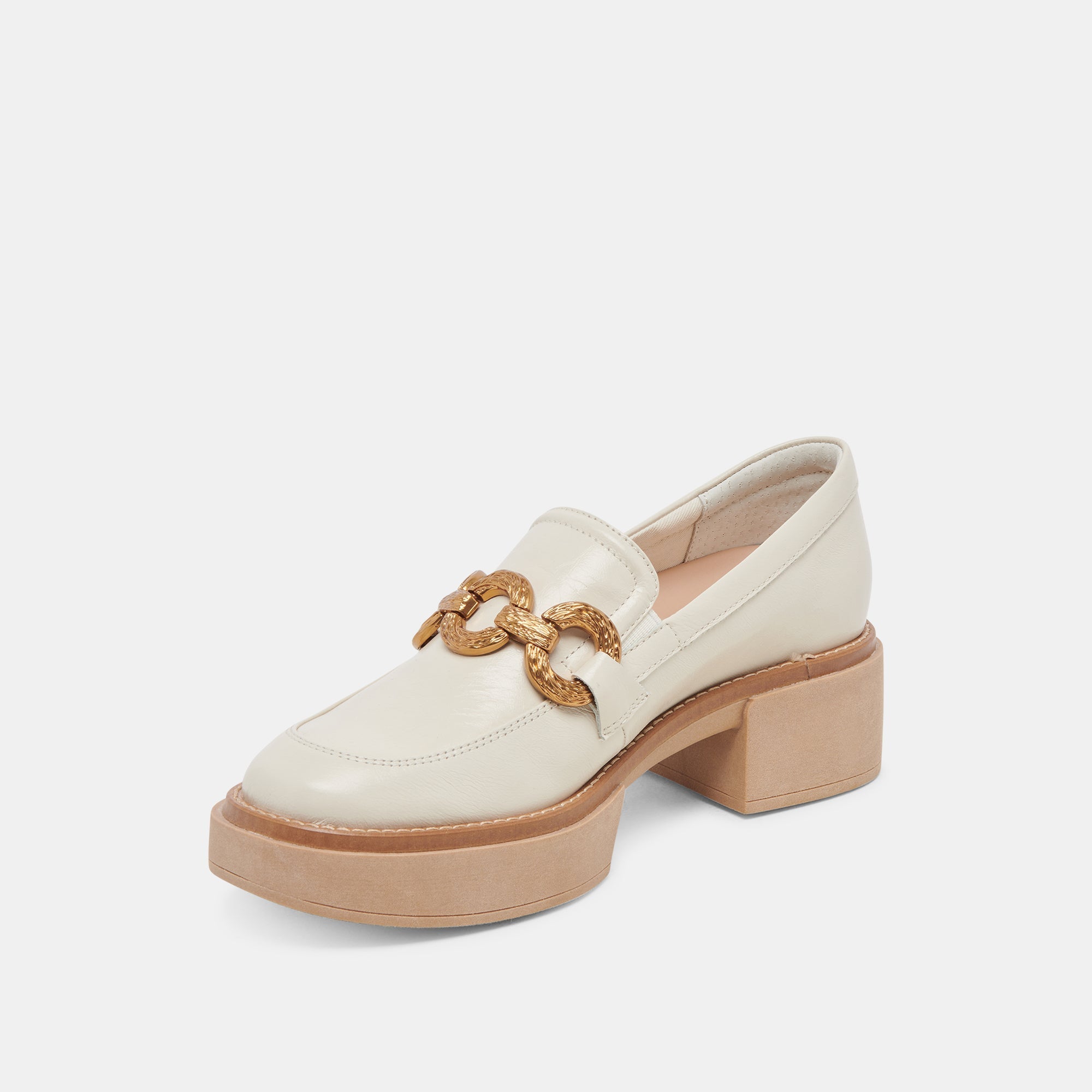 SHEENA LOAFERS IVORY CRINKLE PATENT - re:vita