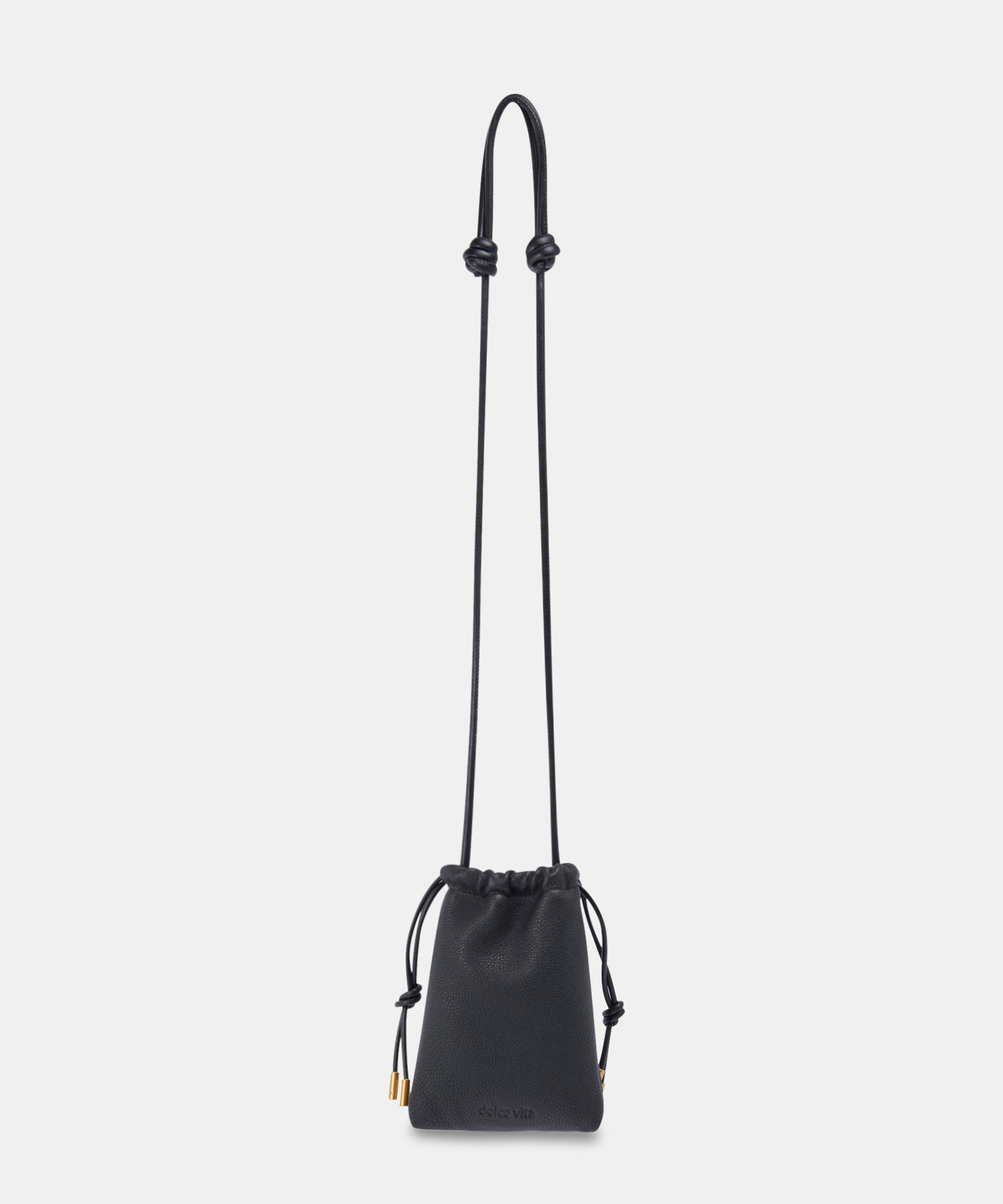 EVIE PHONE POUCH BLACK LEATHER