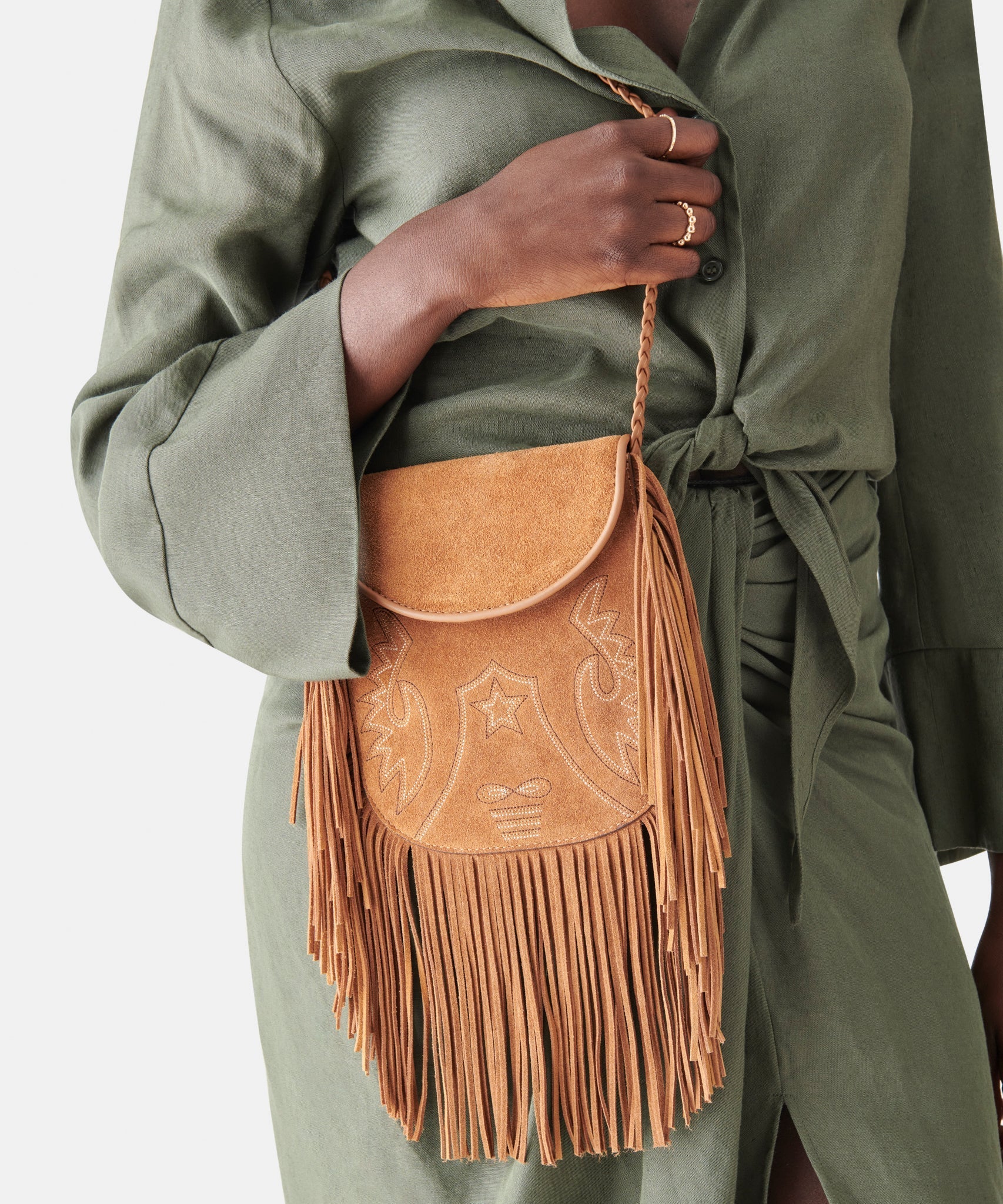 SHILA CROSSBODY BAG SADDLE SUEDE - re:vita