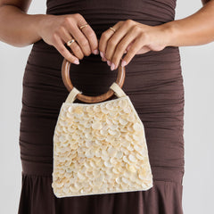 ALLEGRA HANDBAG NATURAL SEQUIN