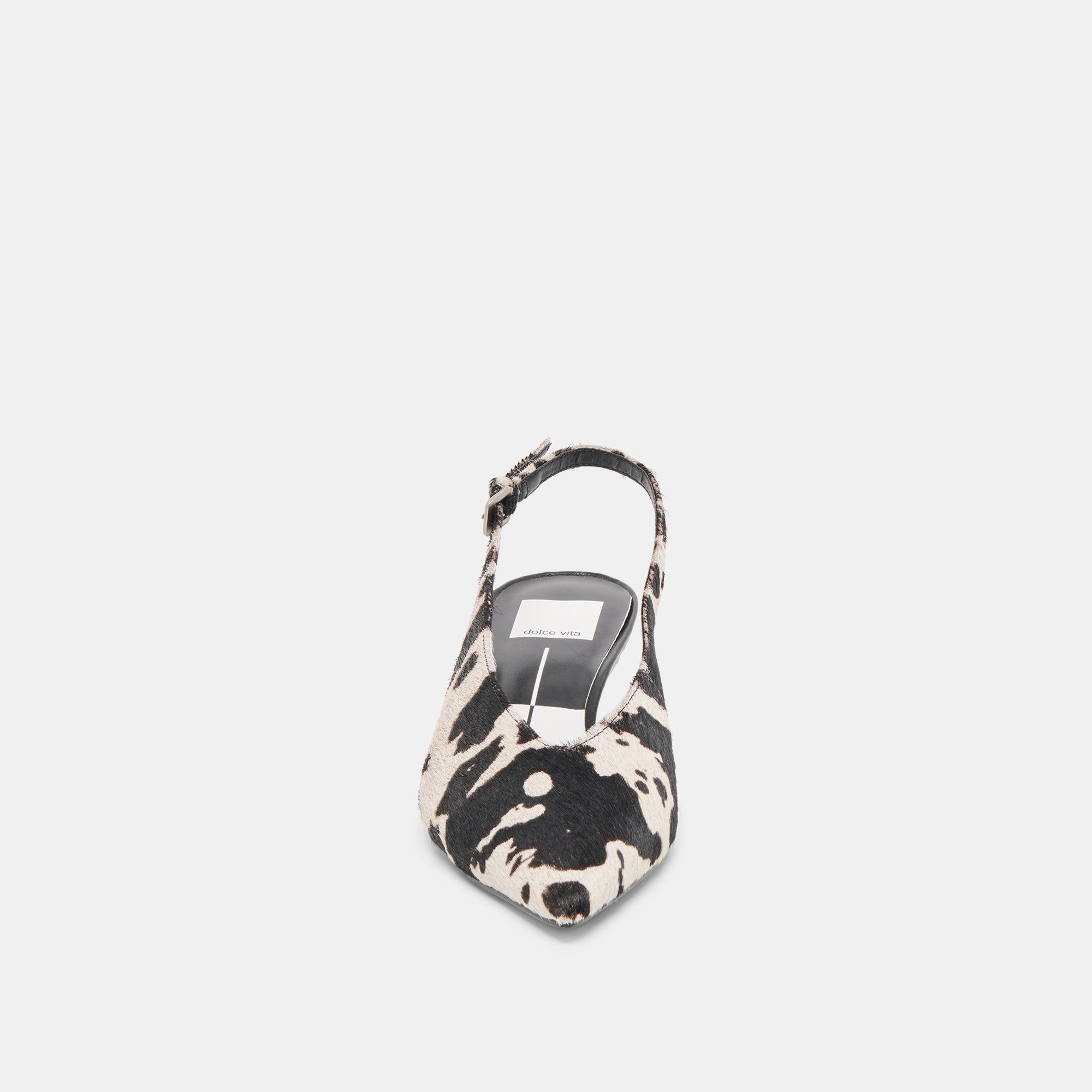 ALENNA HEELS BLACK WHITE TAURUS CALF HAIR