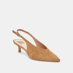 ALENNA HEELS LT BROWN SUEDE