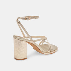 BARLY HEELS LIGHT GOLD METALLIC LEATHER - re:vita