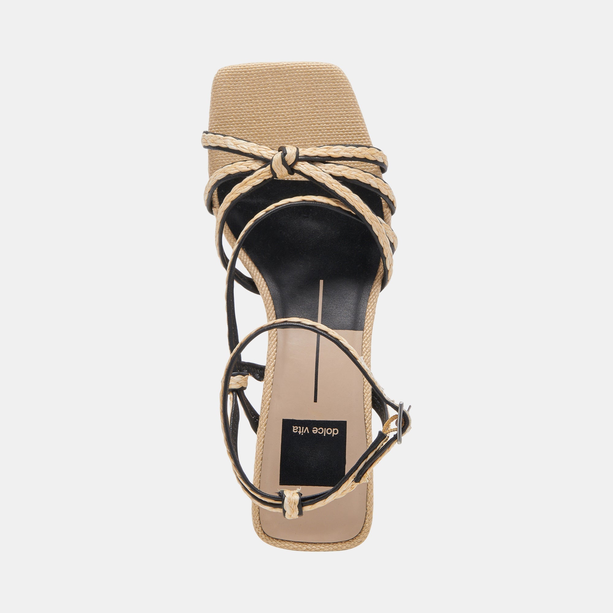 BEV BRAID WIDE HEELS BLACK NATURAL JUTE - re:vita