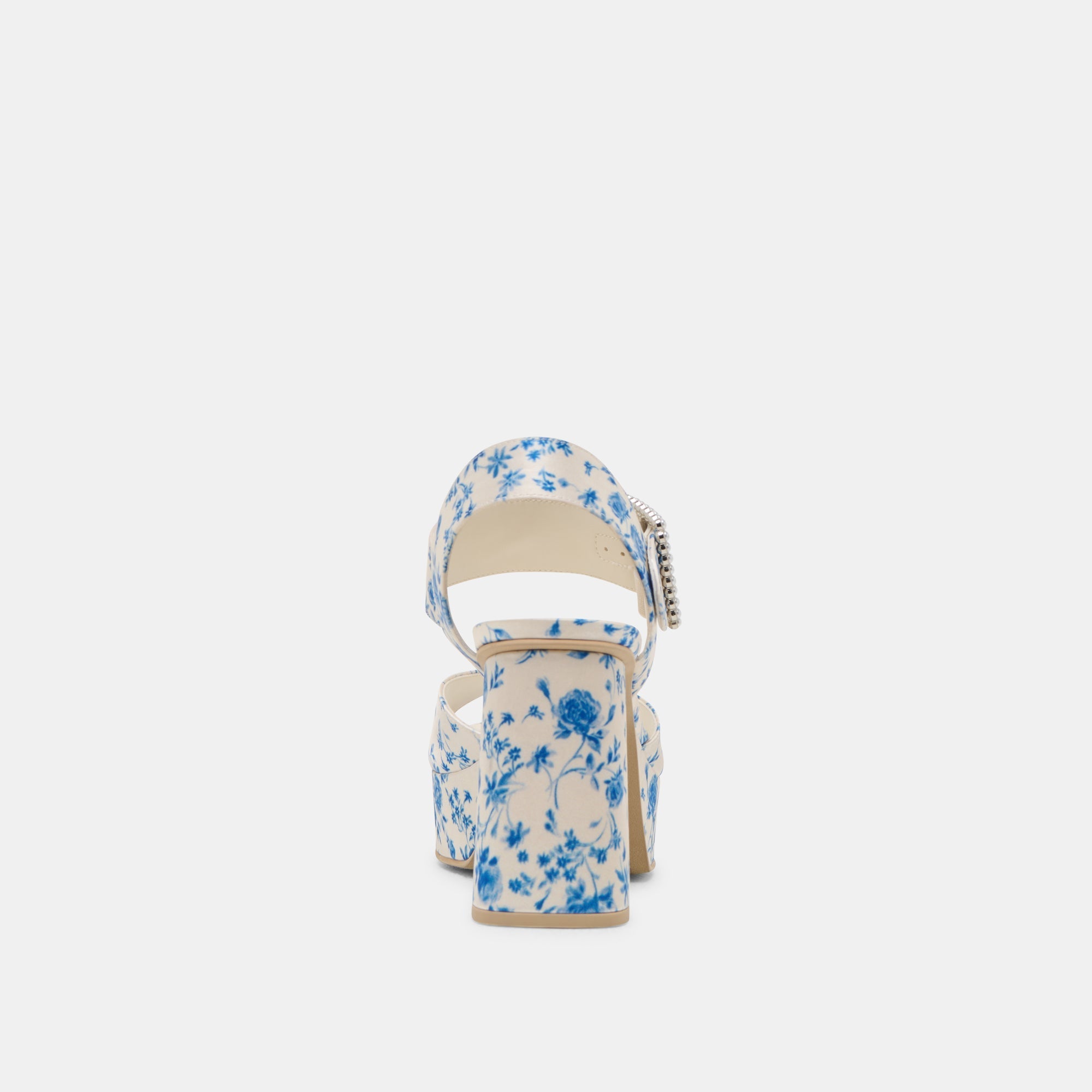BOBBY PEARL HEELS BLUE FLORAL SATIN - re:vita
