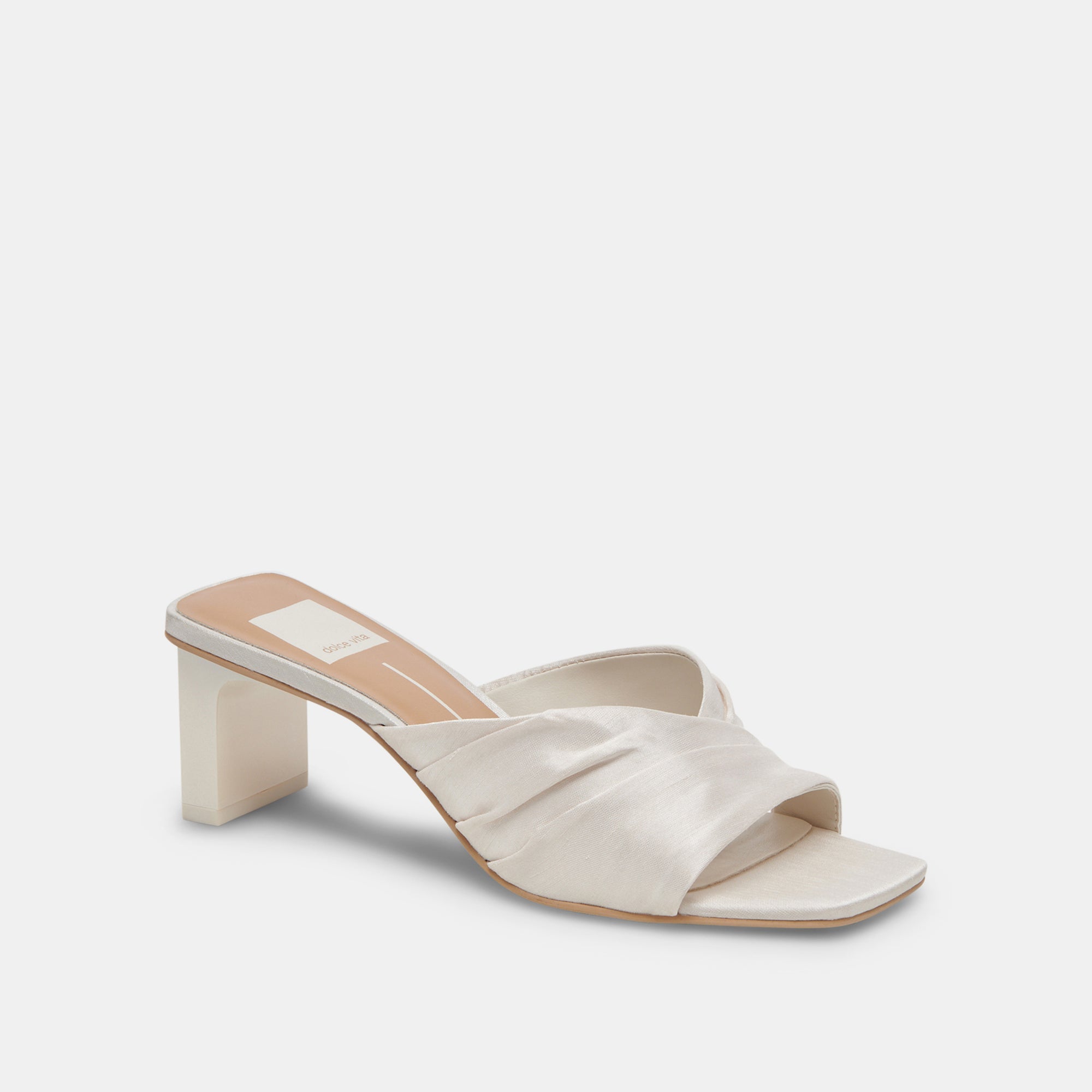 CARLAN HEELS OFF WHITE SILK - re:vita