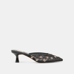 CLARA WIDE HEELS BLACK MESH