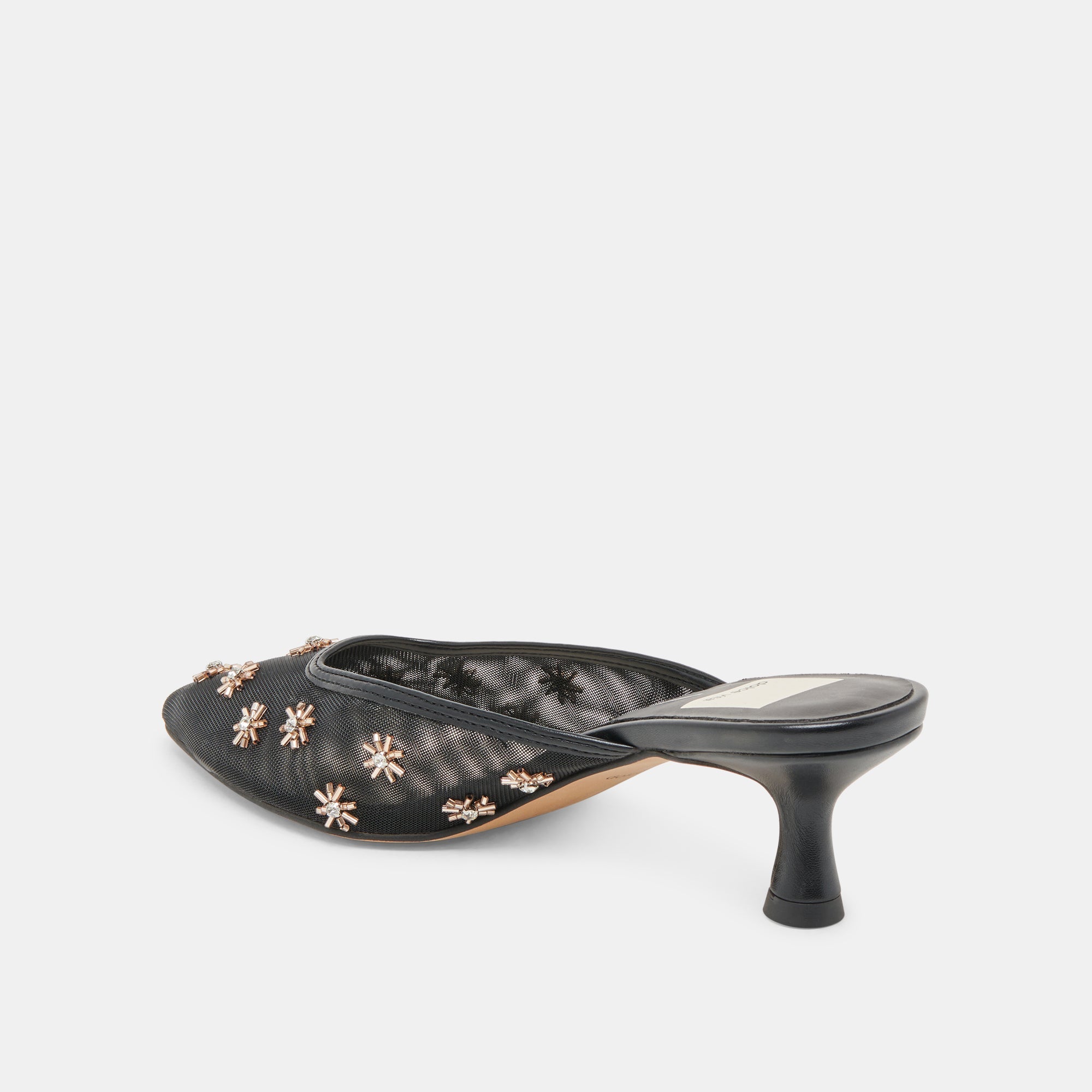 CLARA WIDE HEELS BLACK MESH