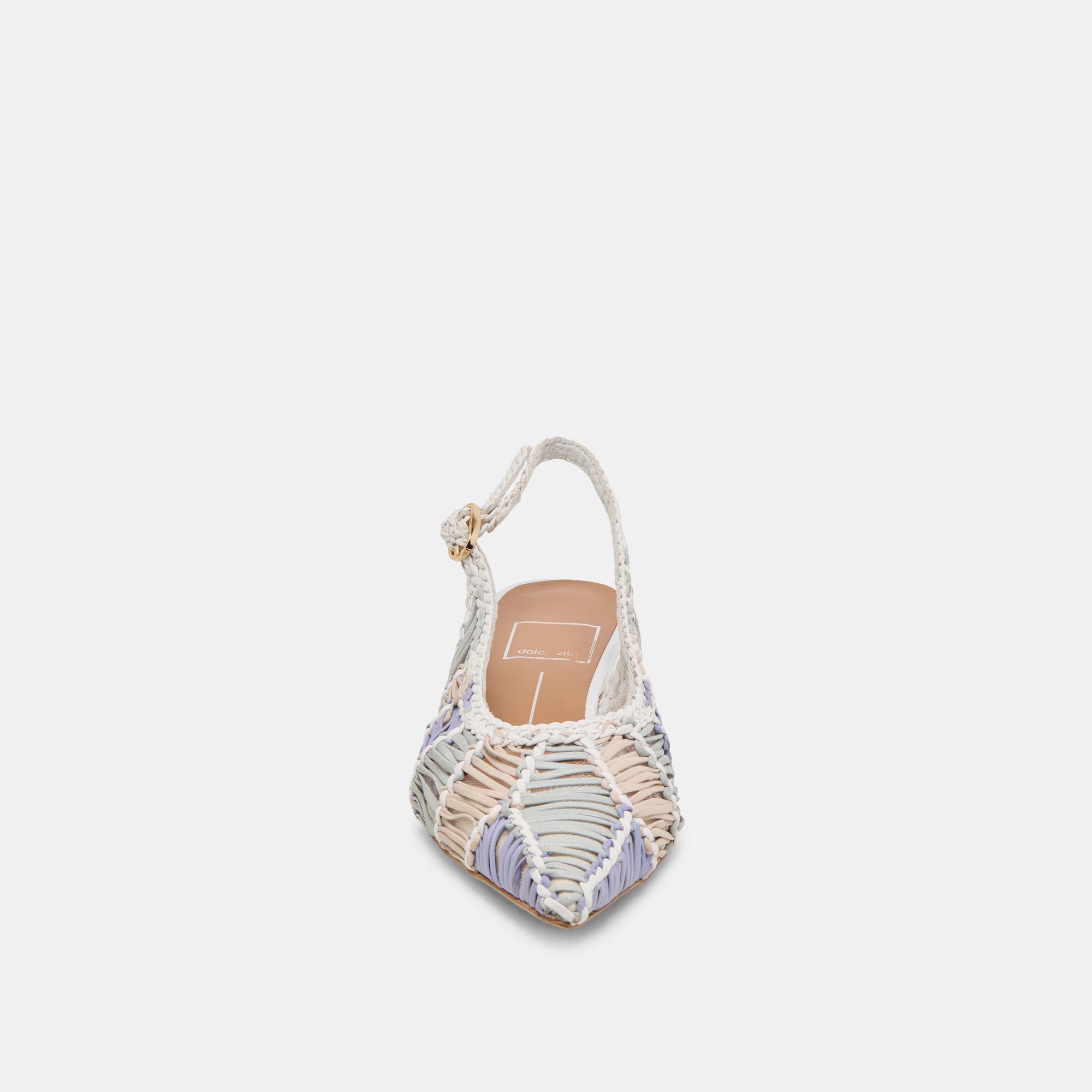 DAFNEY HEELS WHITE MULTI WOVEN LEATHER