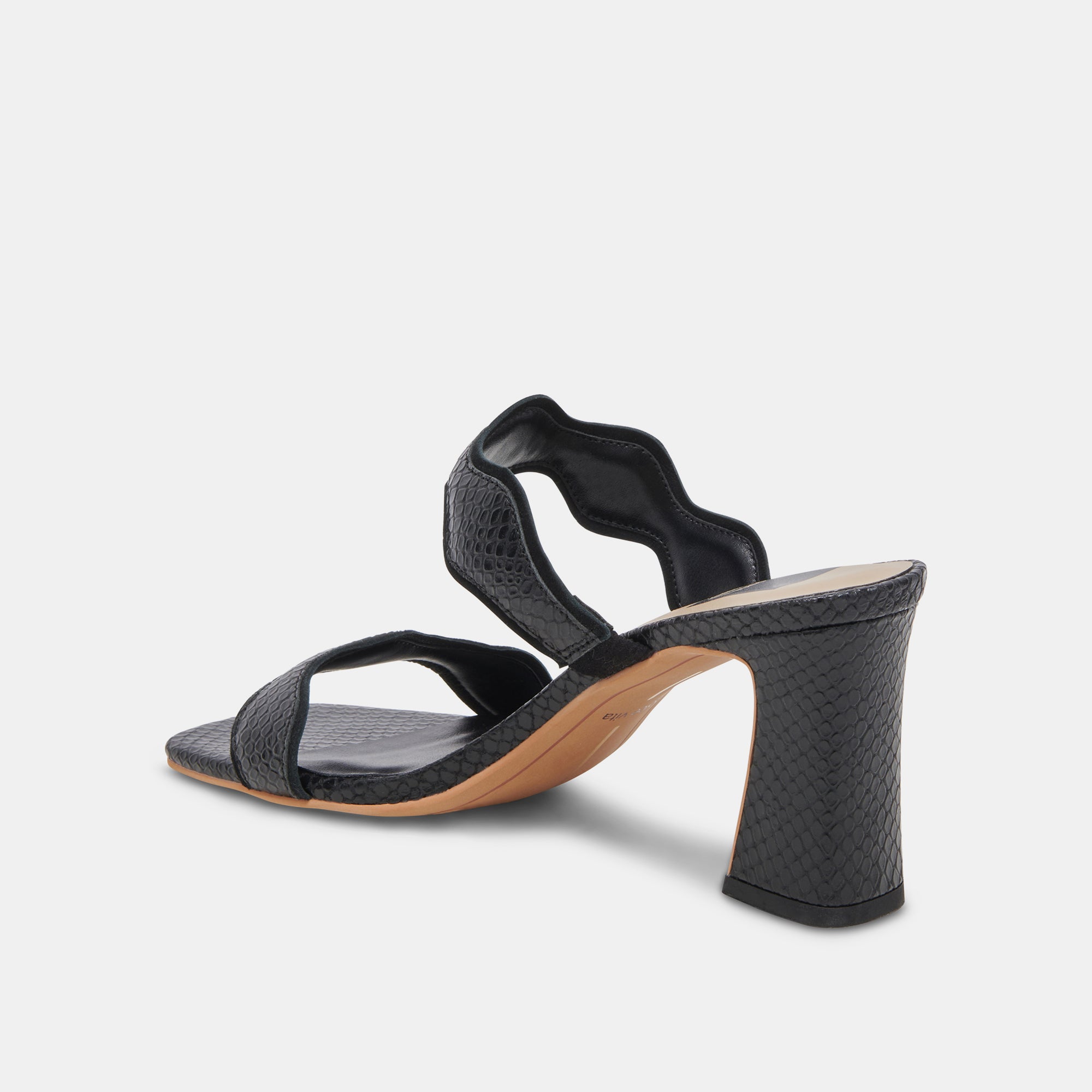 ILVA WIDE HEELS ONYX EMBOSSED LEATHER - re:vita