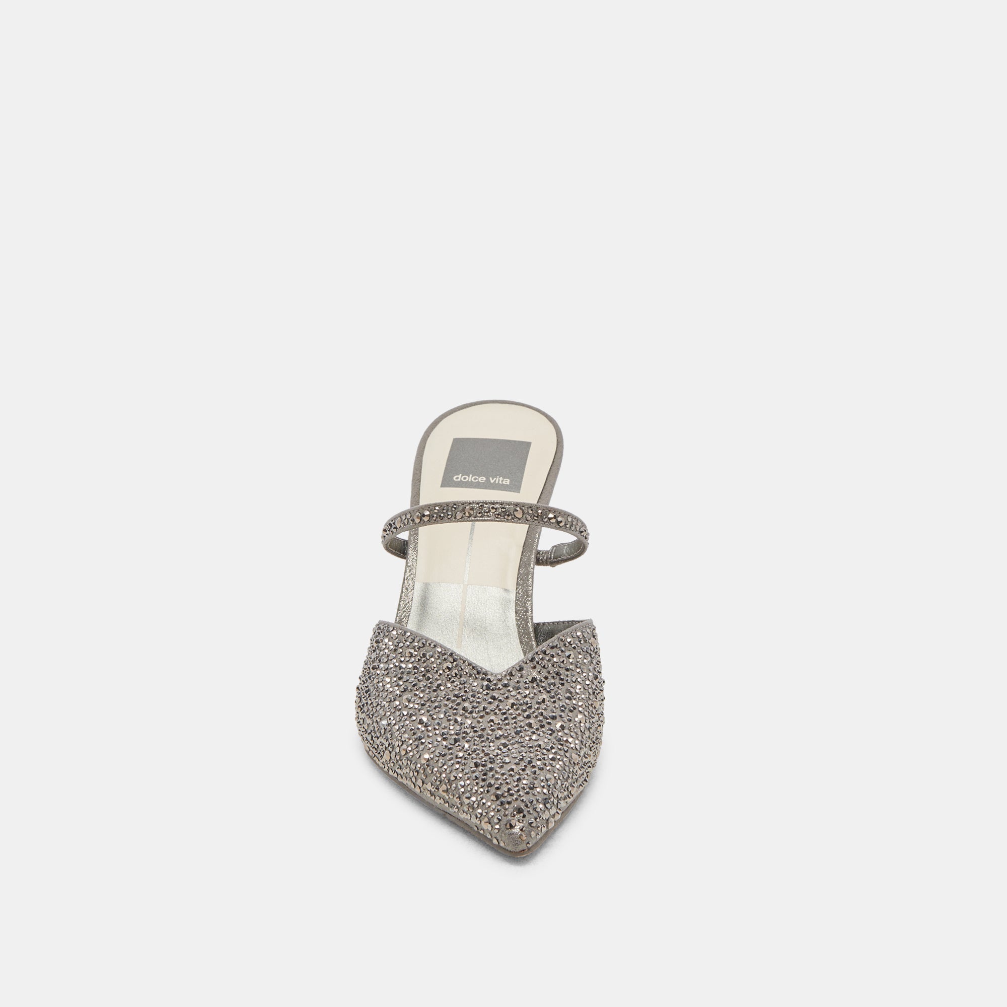 KANIKA CRYSTAL HEELS GUNMETAL FABRIC - re:vita