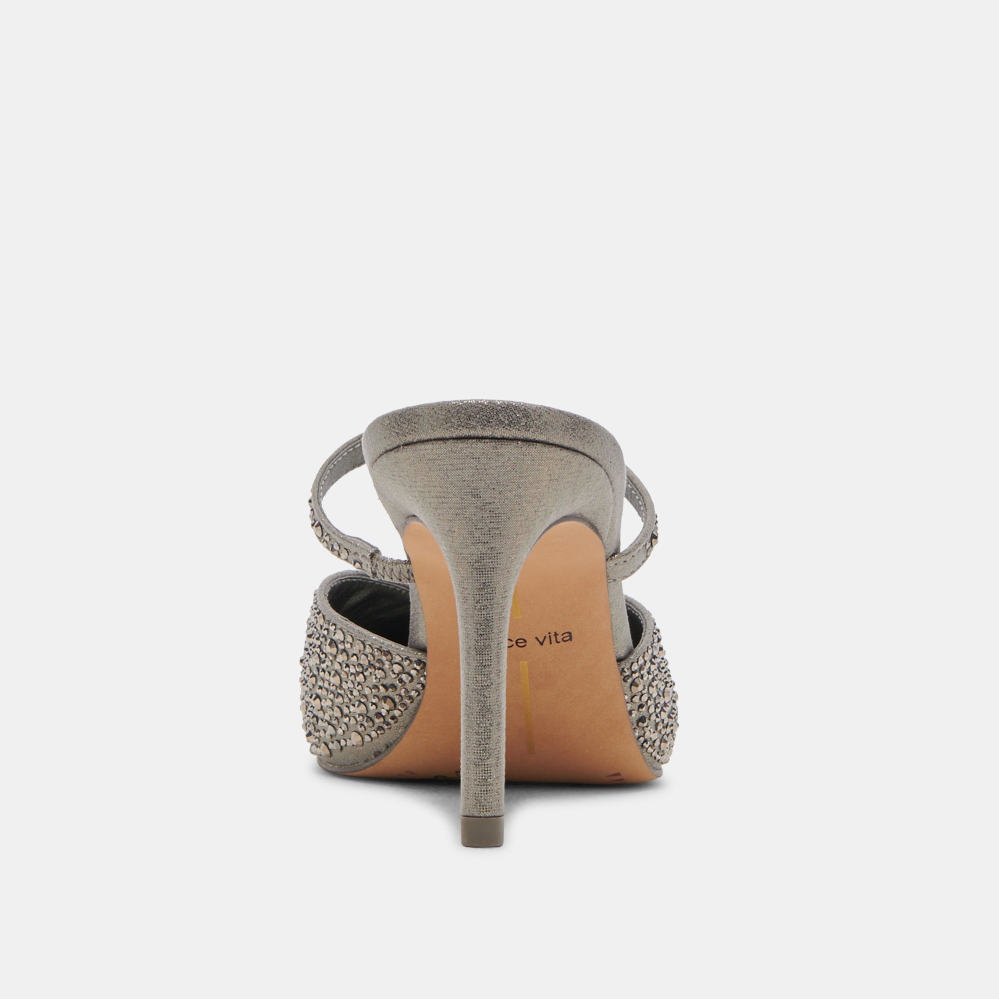 KANIKA CRYSTAL HEELS GUNMETAL FABRIC - re:vita