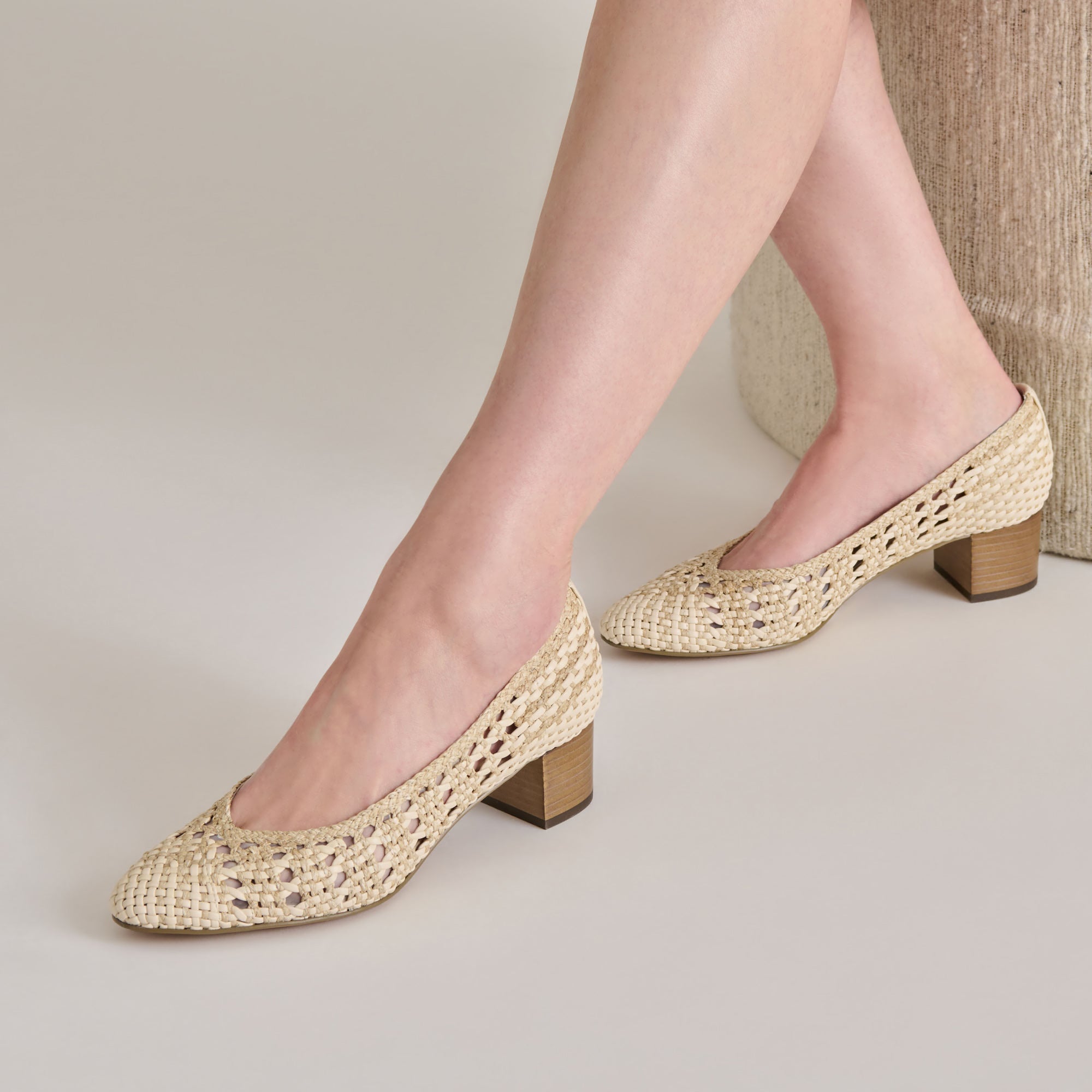 LULA HEELS IVORY MULTI WOVEN RAFFIA - re:vita