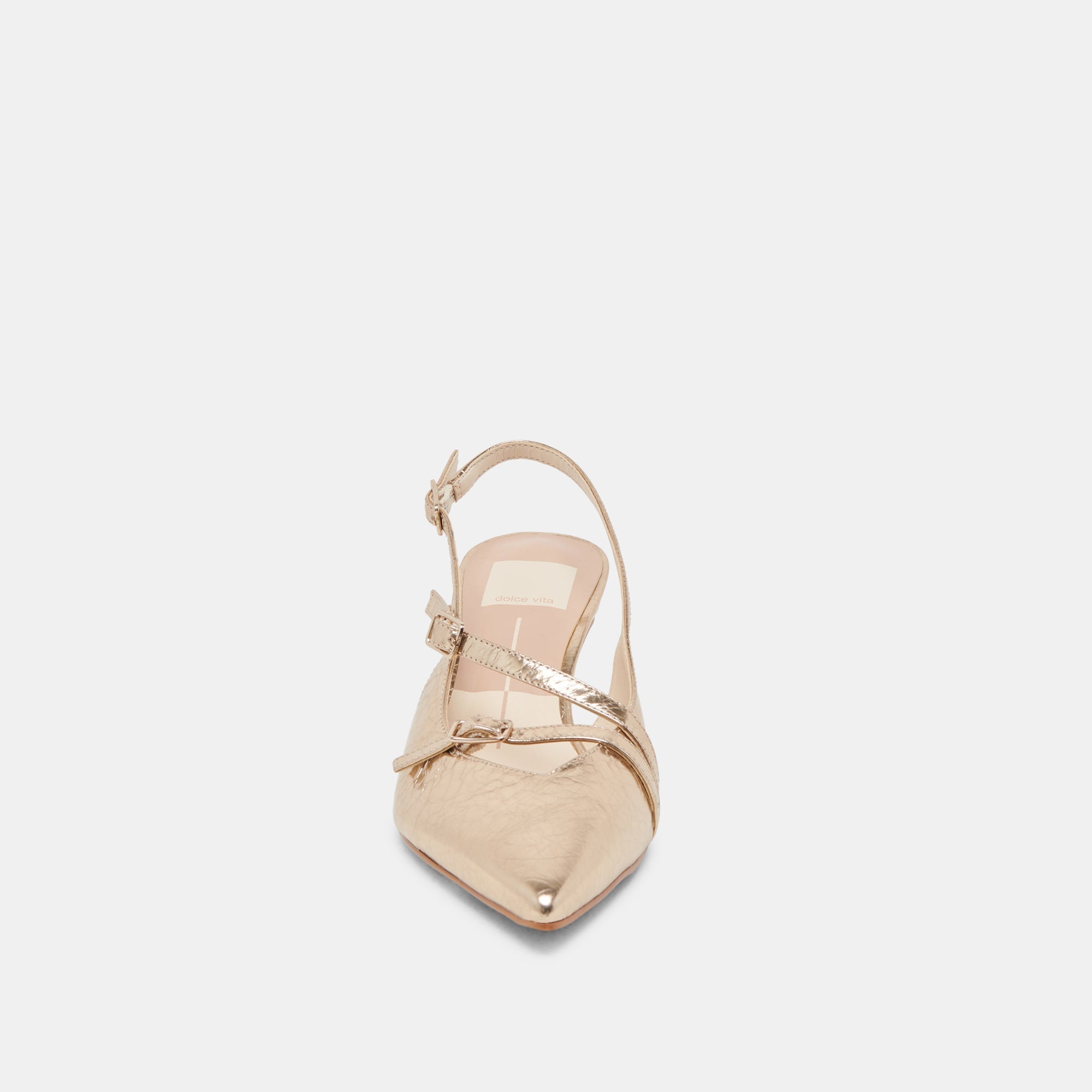 PAMLA MID WIDE HEELS LIGHT GOLD DISTRESSED LEATHER - re:vita