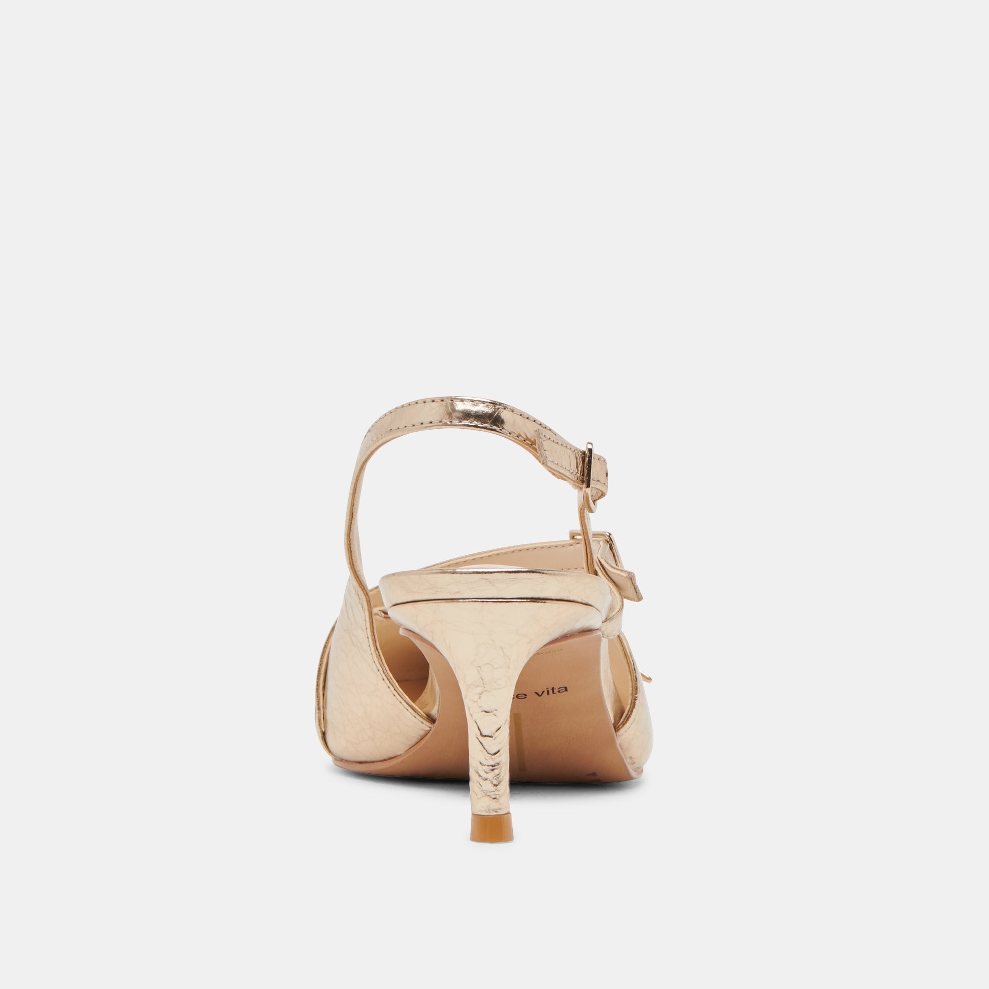 PAMLA MID WIDE HEELS LIGHT GOLD DISTRESSED LEATHER - re:vita