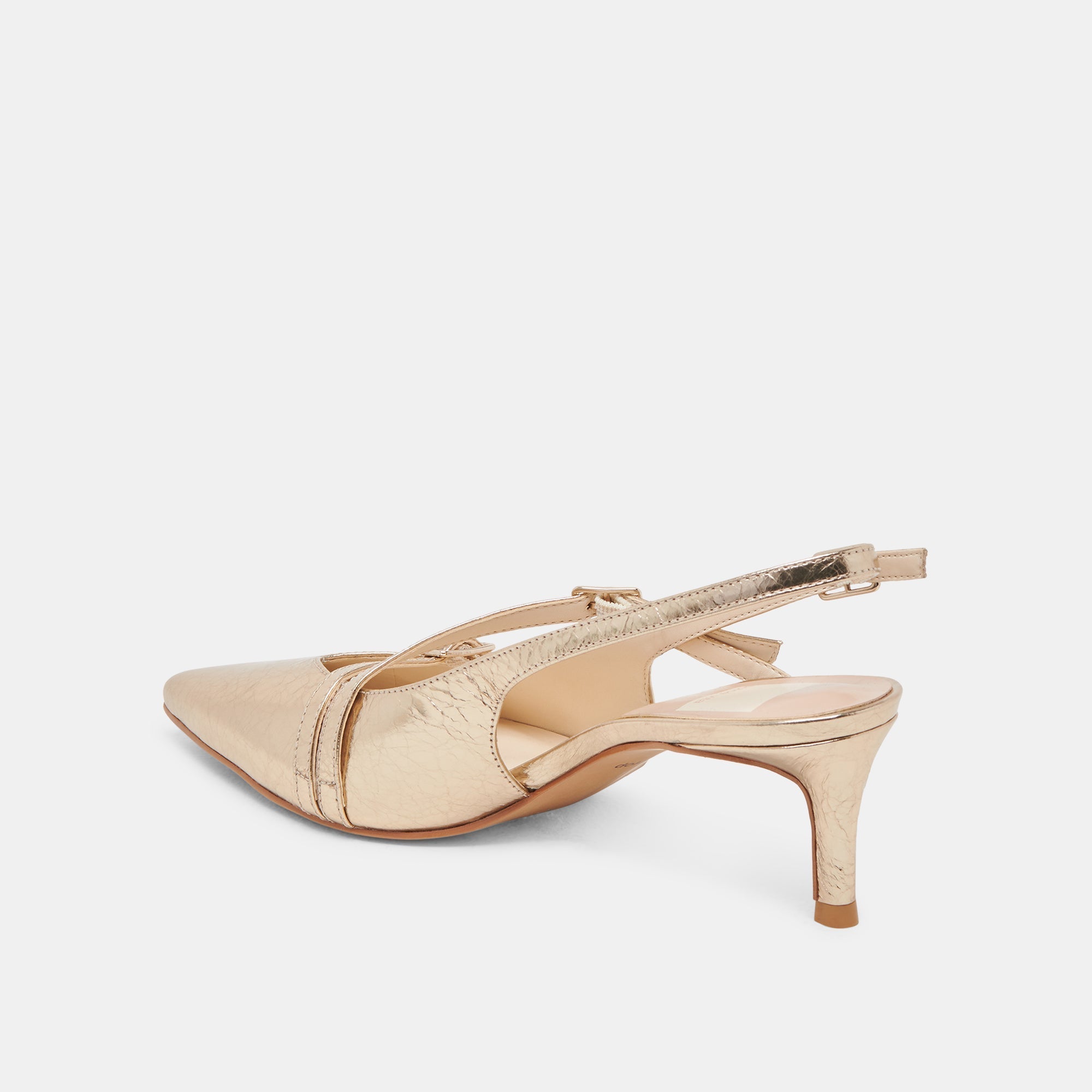 PAMLA MID WIDE HEELS LIGHT GOLD DISTRESSED LEATHER - re:vita