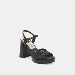 PEYTEN WIDE HEELS BLACK WOVEN STELLA