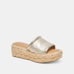 CHAVI WIDE SANDALS LIGHT GOLD METALLIC LEATHER - re:vita