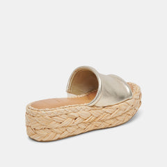 CHAVI WIDE SANDALS LIGHT GOLD METALLIC LEATHER - re:vita