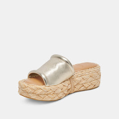 CHAVI WIDE SANDALS LIGHT GOLD METALLIC LEATHER - re:vita