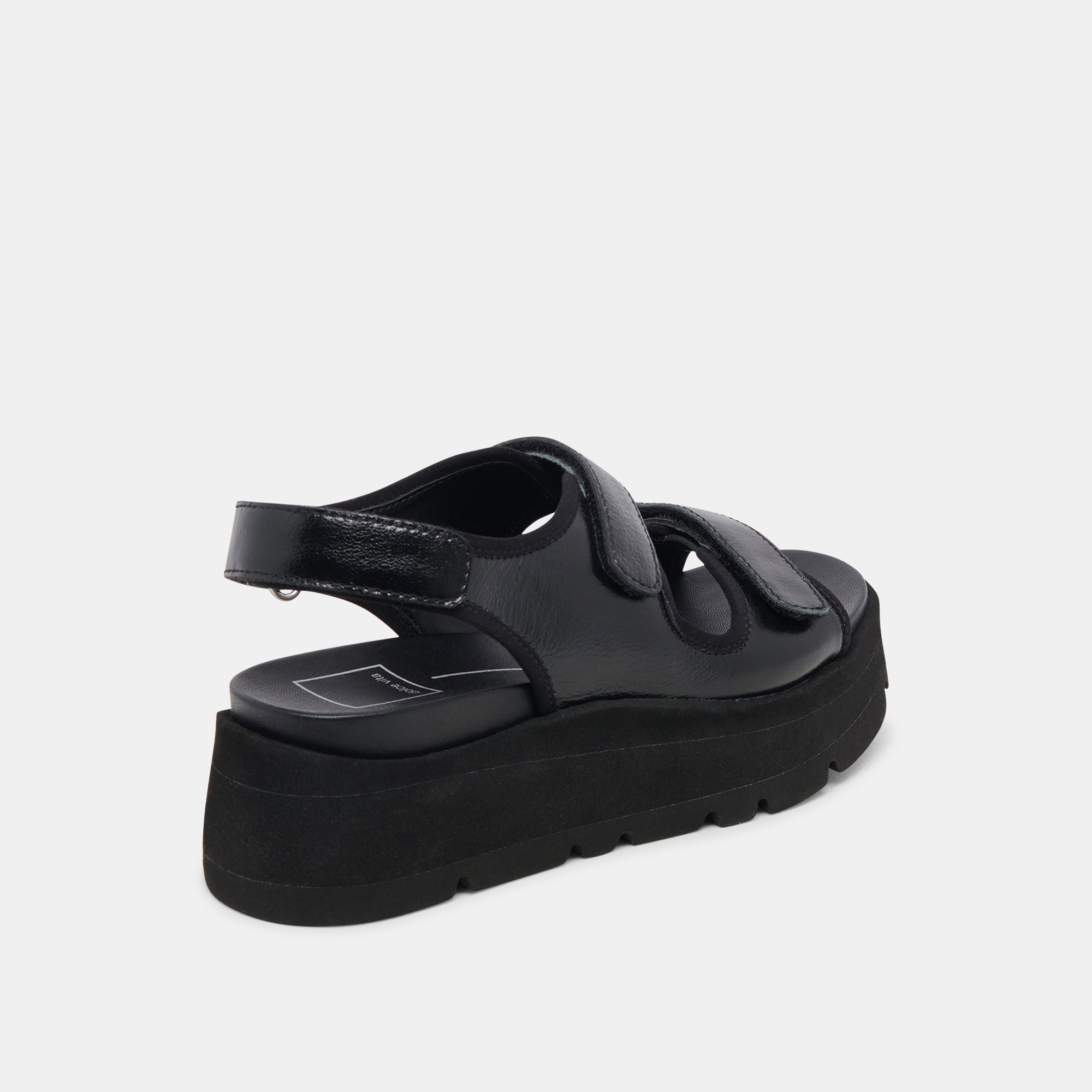 DUBAI SANDALS MIDNIGHT CRINKLE PATENT - re:vita