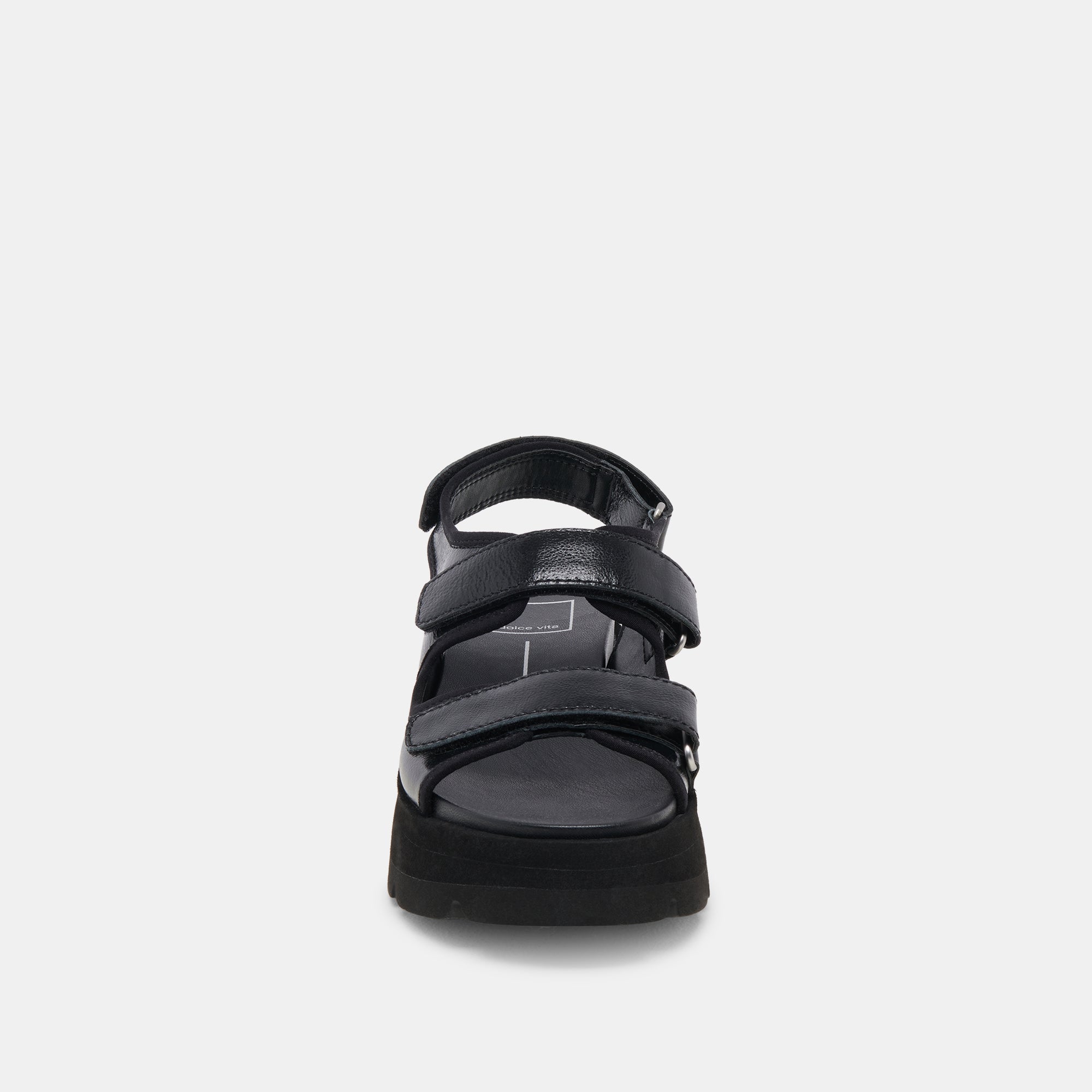 DUBAI SANDALS MIDNIGHT CRINKLE PATENT - re:vita