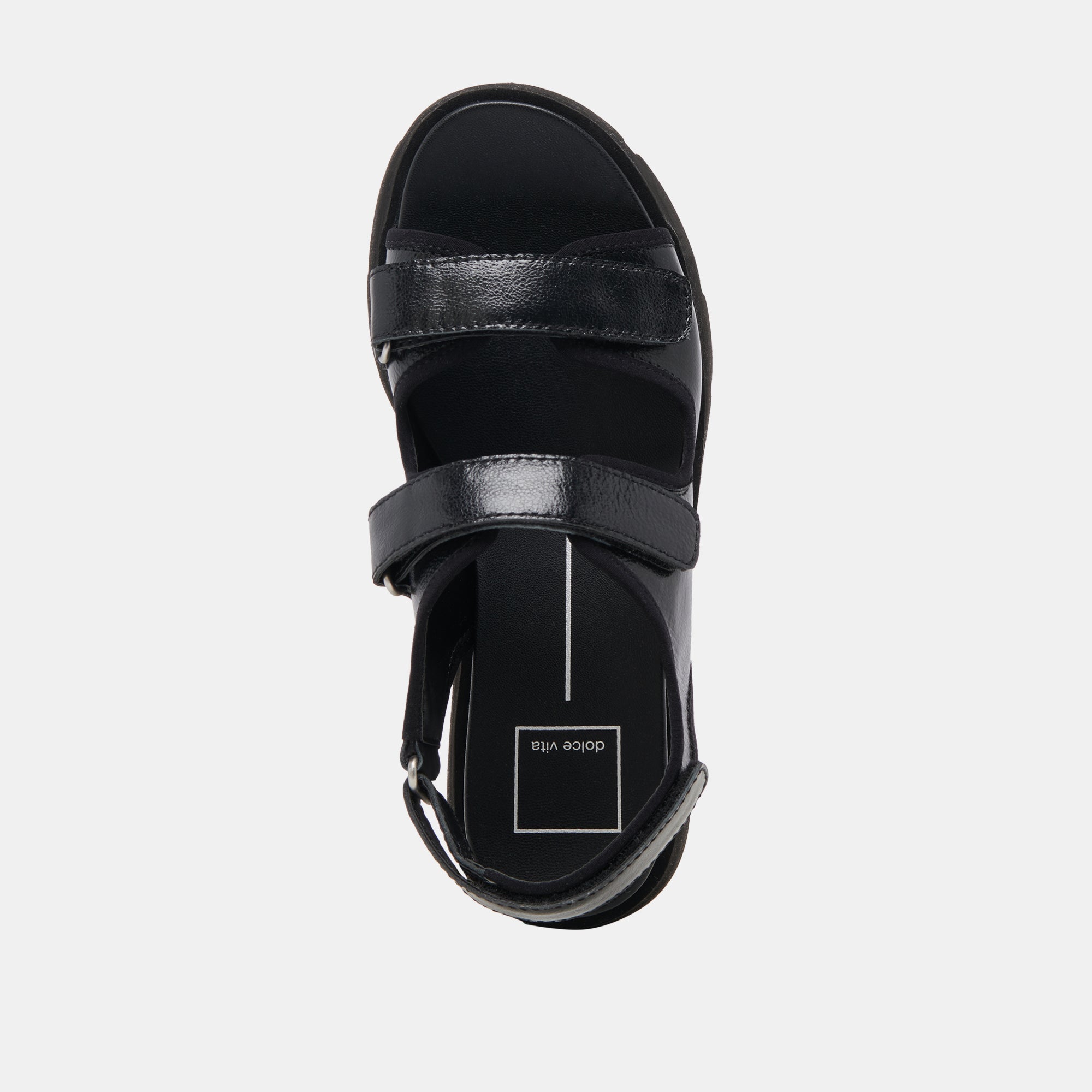 DUBAI SANDALS MIDNIGHT CRINKLE PATENT - re:vita