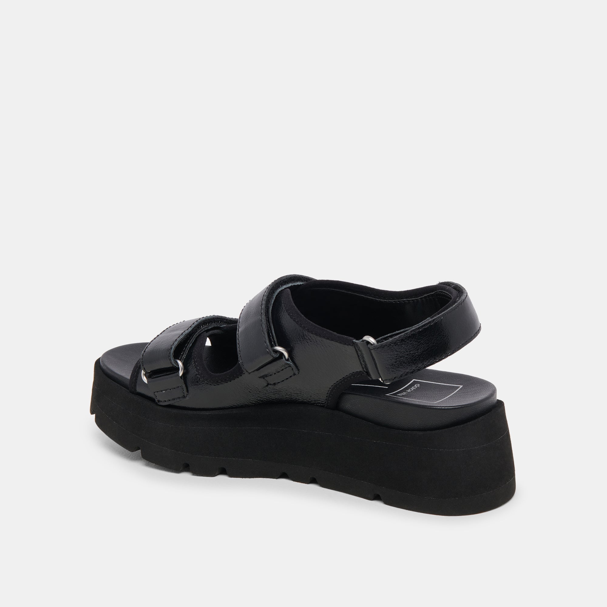 DUBAI SANDALS MIDNIGHT CRINKLE PATENT - re:vita