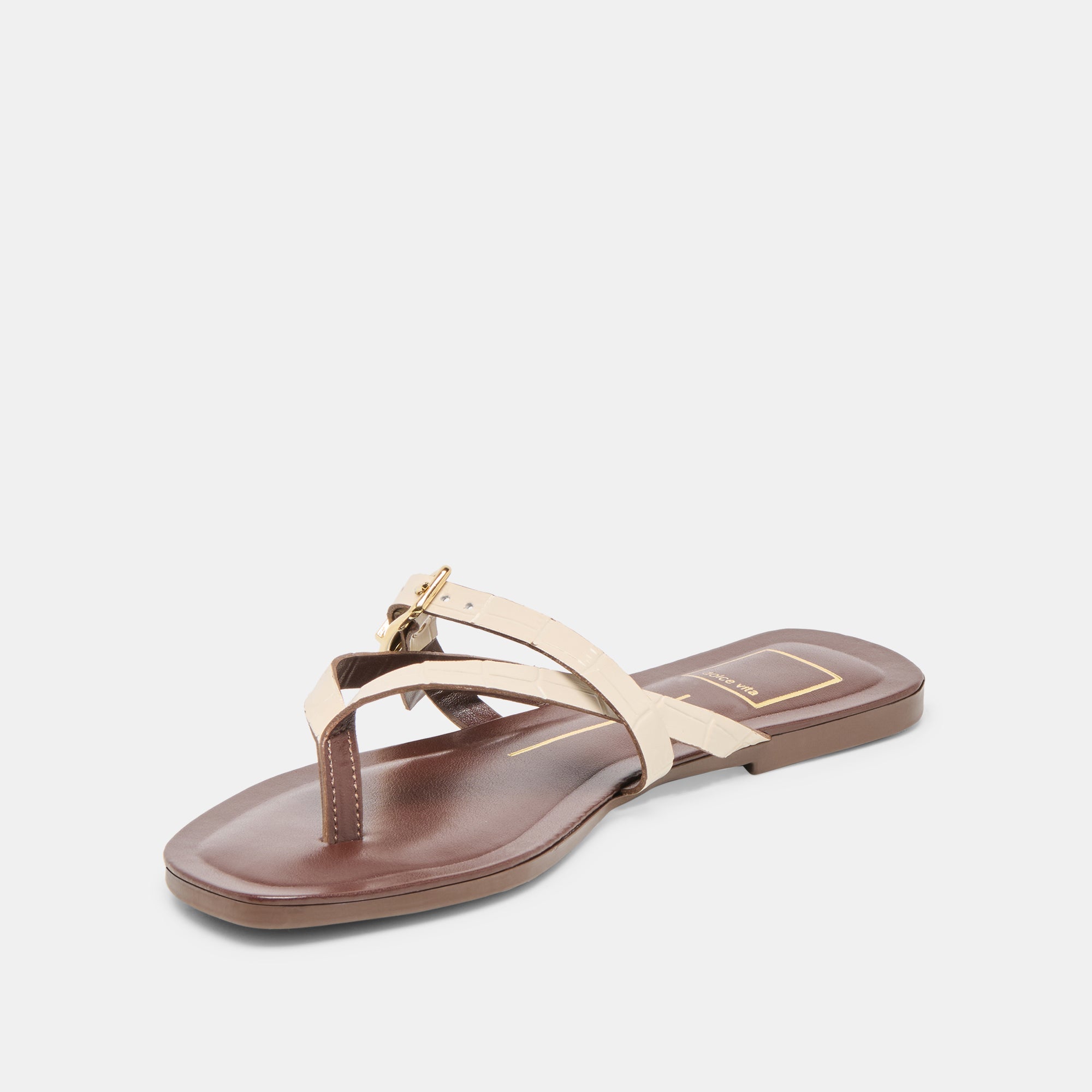 PIERS SANDALS BEIGE CROCO EMBOSSED LEATHER